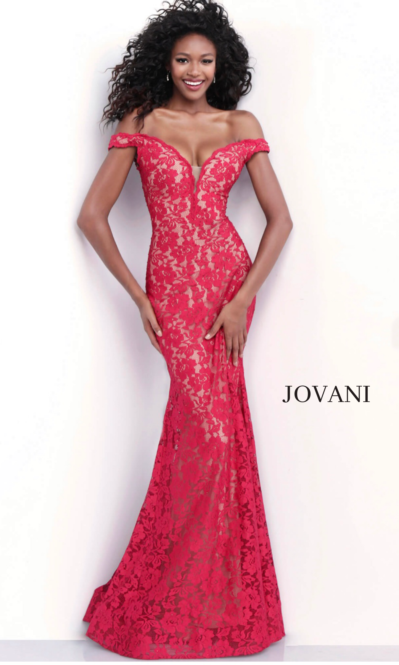 JOVANI 67304 LACE OFF-THE-SHOULDER ...